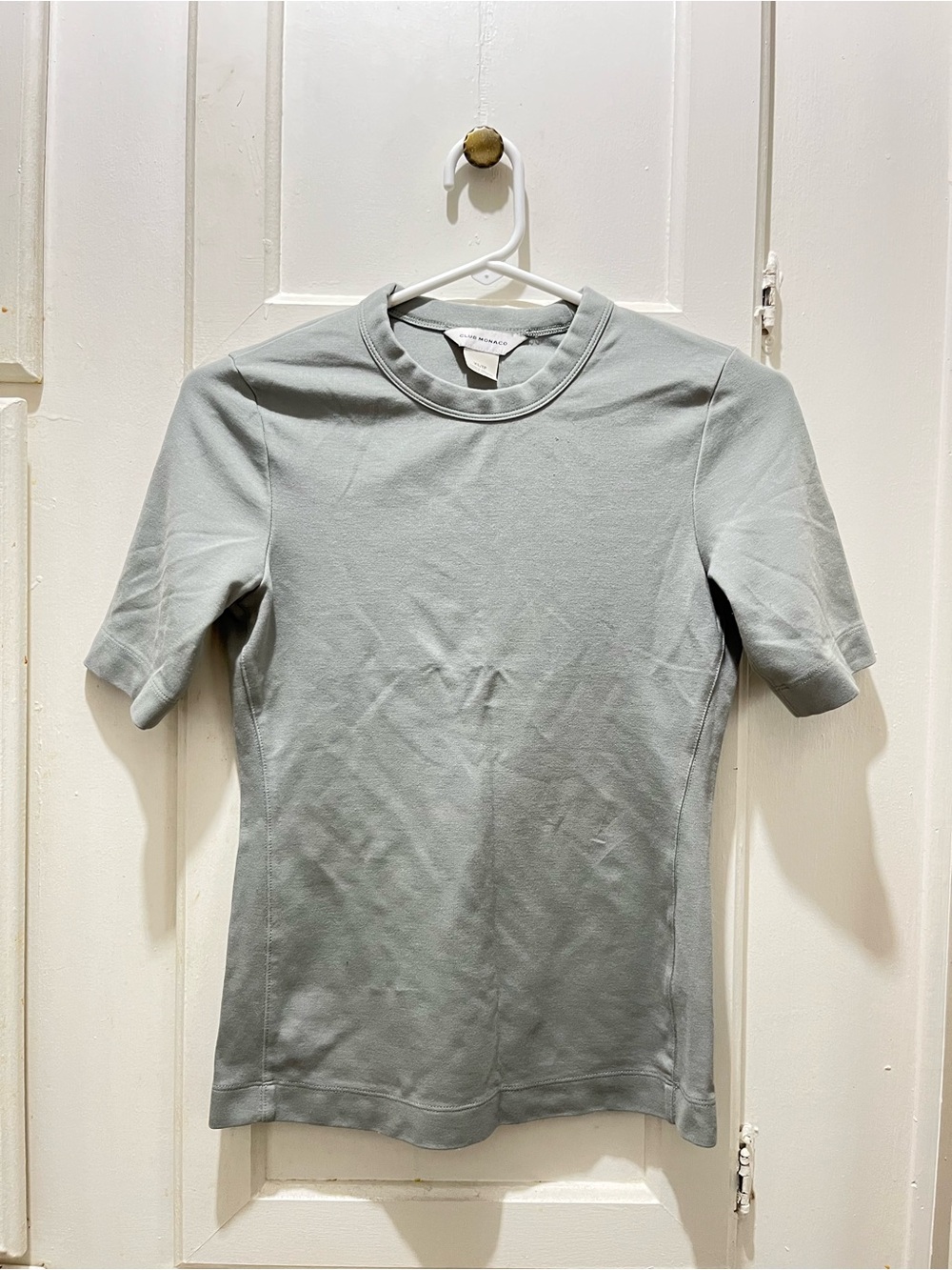 Club Monaco Short-Sleeve Crewneck Shirt - Light Sage Green